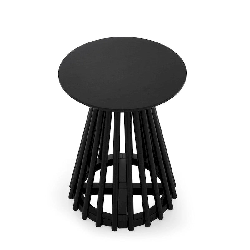 Tavolino da caffè rotondo, nero/naturale, MDF e legno di gomma, 1 persona
