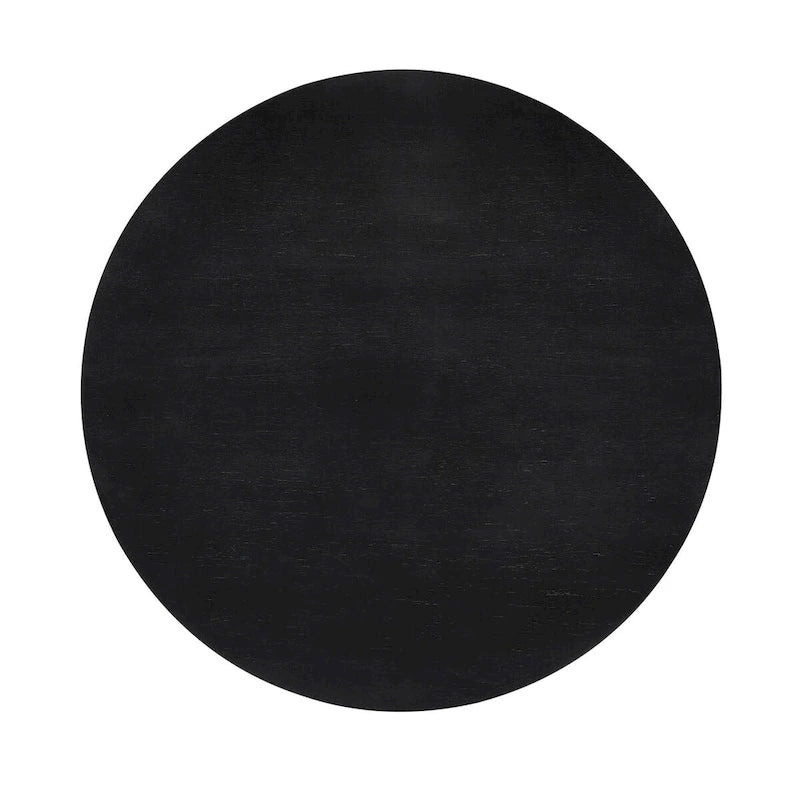 Tavolino da caffè rotondo, nero/naturale, MDF e legno di gomma, 1 persona
