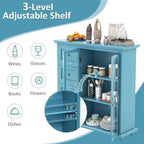 Credenza a buffet verde / blu / bianca con anta in vetro – Montaggio per 1 persona