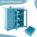 Credenza a buffet verde / blu / bianca con anta in vetro – Montaggio per 1 persona