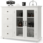 Credenza a buffet verde / blu / bianca con anta in vetro – Montaggio per 1 persona