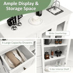 Credenza a buffet verde / blu / bianca con anta in vetro – Montaggio per 1 persona