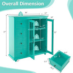 Credenza a buffet verde / blu / bianca con anta in vetro – Montaggio per 1 persona