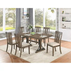Set da pranzo in rovere marrone con borchie decorative – 5, 6 o 7 posti a sedere