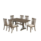Set da pranzo in rovere marrone con borchie decorative – 5, 6 o 7 posti a sedere