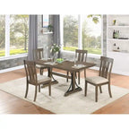 Set da pranzo in rovere marrone con borchie decorative – 5, 6 o 7 posti a sedere