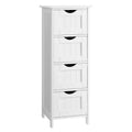 Mobile portabiancheria da terra, finitura in legno bianco, 4 cassetti