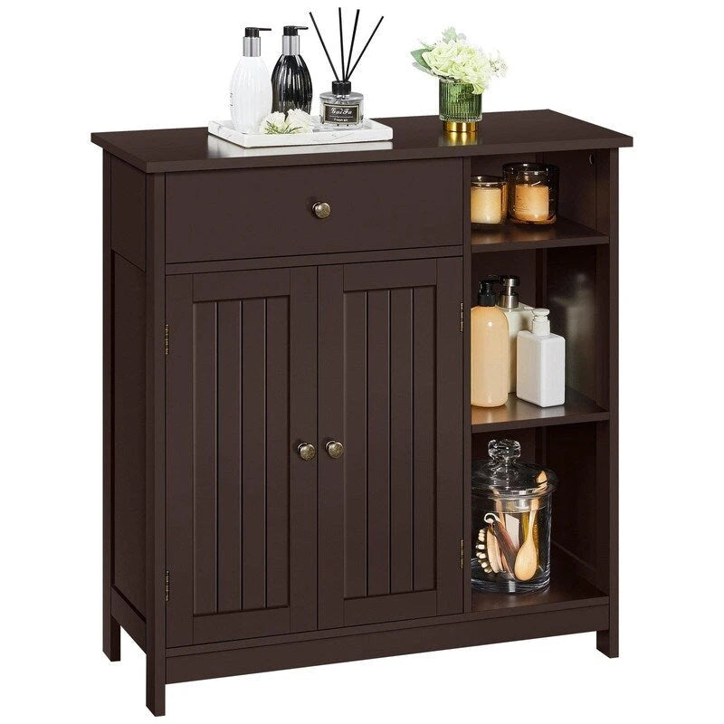 Mobiletto a terra, bianco/espresso, per 1 persona – 30,5 cm P x 75 cm L x 80 cm A