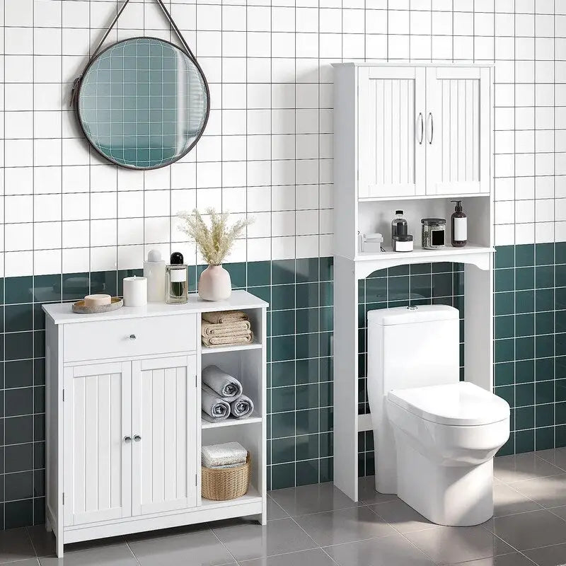 Mobiletto a terra, bianco/espresso, per 1 persona – 30,5 cm P x 75 cm L x 80 cm A