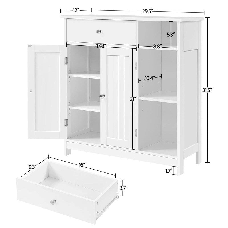Mobiletto a terra, bianco/espresso, per 1 persona – 30,5 cm P x 75 cm L x 80 cm A