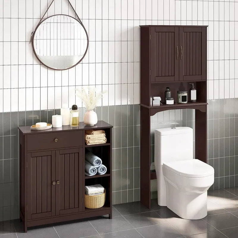 Mobiletto a terra, bianco/espresso, per 1 persona – 30,5 cm P x 75 cm L x 80 cm A