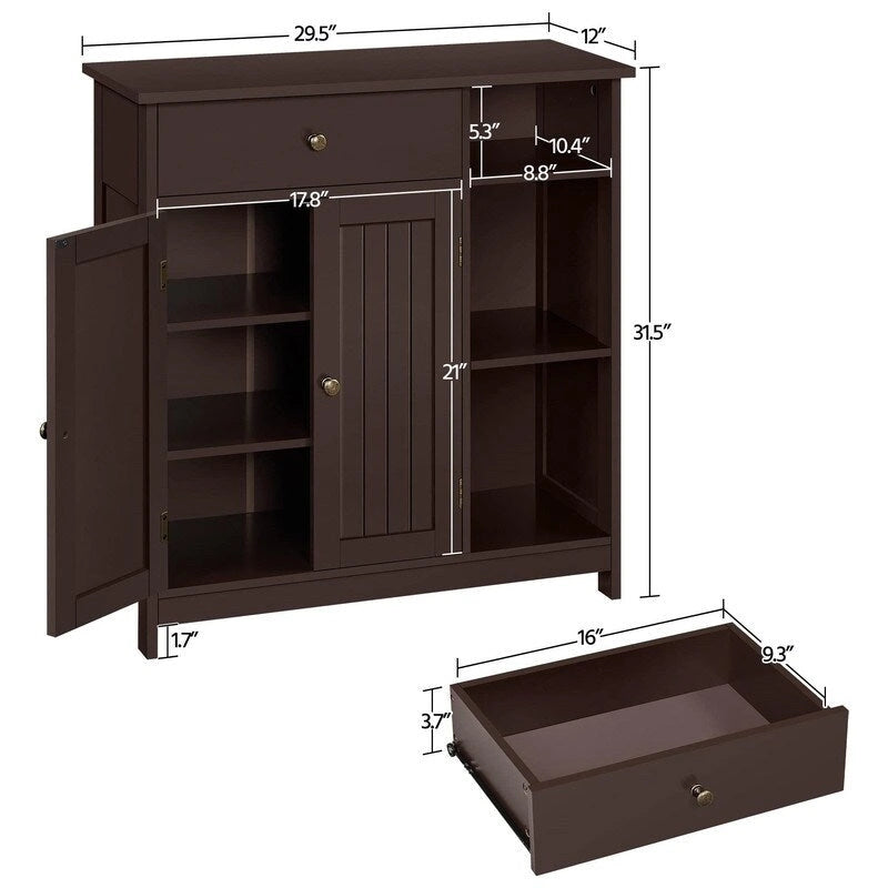 Mobiletto a terra, bianco/espresso, per 1 persona – 30,5 cm P x 75 cm L x 80 cm A