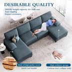 Divano componibile a U a 4 posti in lino – Beige / Grigio chiaro / Grigio scuro / Blu / Beige scuro / Nero