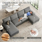 Divano componibile a U a 4 posti in lino – Beige / Grigio chiaro / Grigio scuro / Blu / Beige scuro / Nero