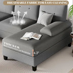 Divano componibile a U a 4 posti in lino – Beige / Grigio chiaro / Grigio scuro / Blu / Beige scuro / Nero