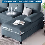 Divano componibile a U a 4 posti in lino – Beige / Grigio chiaro / Grigio scuro / Blu / Beige scuro / Nero