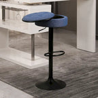 Sgabello da bar girevole in PU bianco sporco/bianco/blu/nero con vano contenitore, set da 2