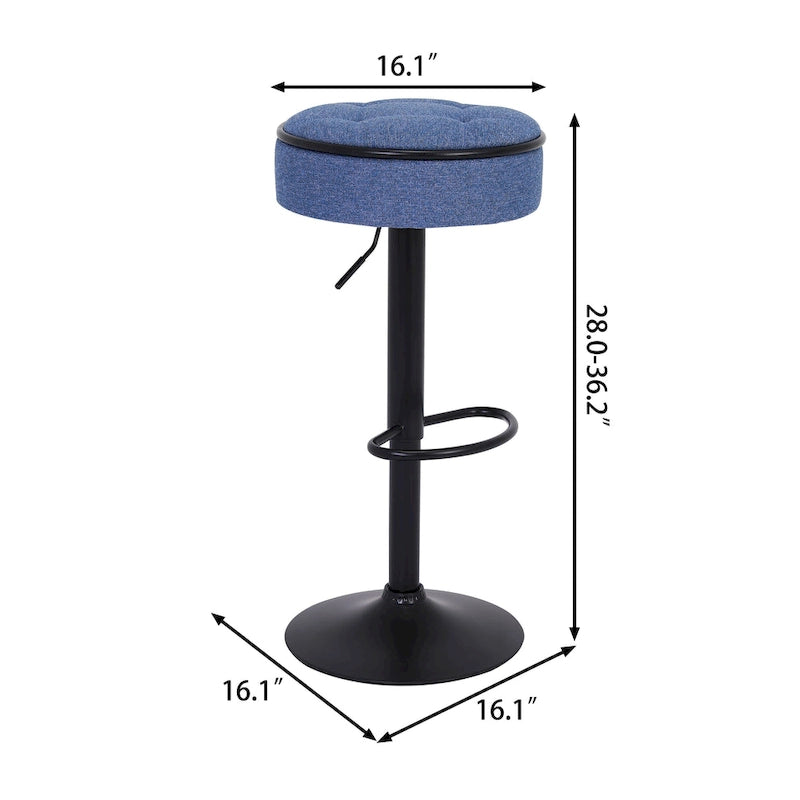 Sgabello da bar girevole in PU bianco sporco/bianco/blu/nero con vano contenitore, set da 2