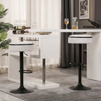 Sgabello da bar girevole in PU bianco sporco/bianco/blu/nero con vano contenitore, set da 2