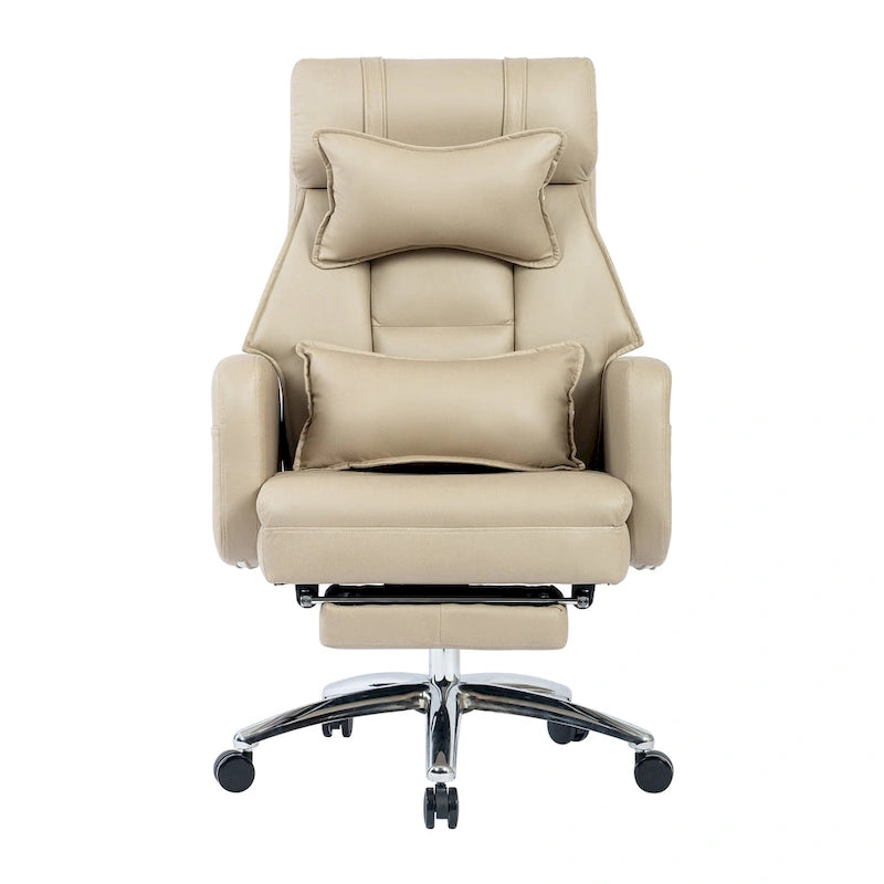 Poltrona da ufficio reclinabile girevole con poggiapiedi, in grigio scuro/beige/grigio, singola