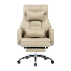 Poltrona da ufficio reclinabile girevole con poggiapiedi, in grigio scuro/beige/grigio, singola