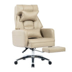 Poltrona da ufficio reclinabile girevole con poggiapiedi, in grigio scuro/beige/grigio, singola