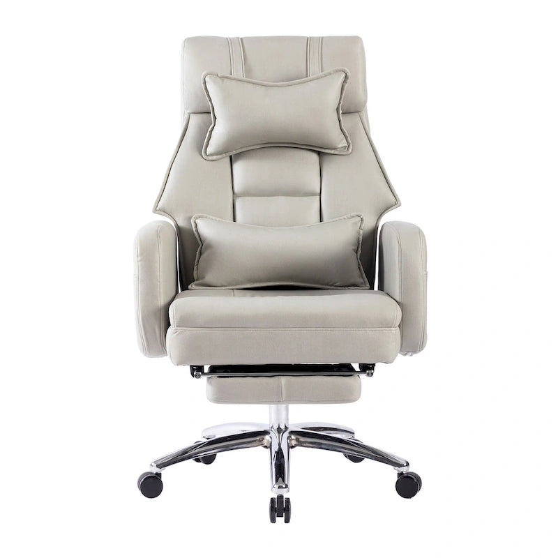 Poltrona da ufficio reclinabile girevole con poggiapiedi, in grigio scuro/beige/grigio, singola