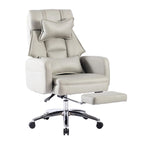 Poltrona da ufficio reclinabile girevole con poggiapiedi, in grigio scuro/beige/grigio, singola