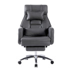 Poltrona da ufficio reclinabile girevole con poggiapiedi, in grigio scuro/beige/grigio, singola