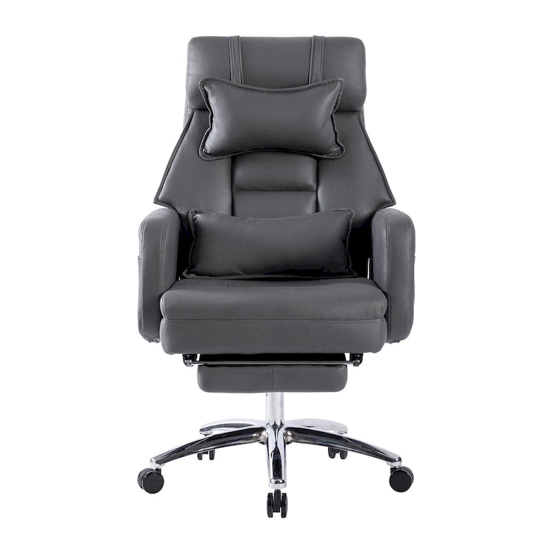 Poltrona da ufficio reclinabile girevole con poggiapiedi, in grigio scuro/beige/grigio, singola