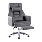 Poltrona da ufficio reclinabile girevole con poggiapiedi, in grigio scuro/beige/grigio, singola