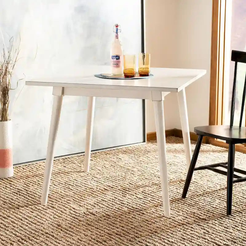 Tavolo da pranzo quadrato noce / noce grigio / bianco antico, 4 posti a sedere